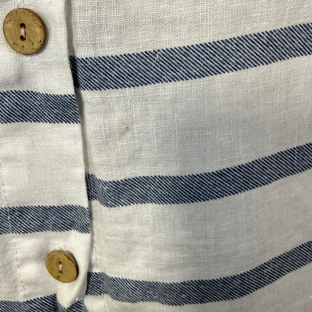 Viola Borghi Linen Tunic Women S Blue White Stripe Made in Italy Coastal Travel - Picture 4 of 10